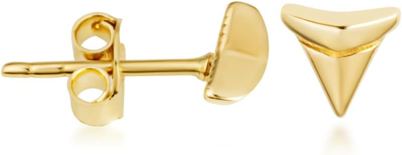 14K Yellow Gold Shark Tooth Stud Earrings