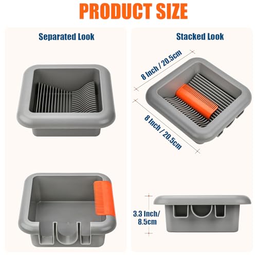 PinStone Paint Brush Cleaner Washer Trays, 2 Individual Paint Trays for Fast Cleaning and Organizing Flat, Angled, Oval, Pointed, Large & Small Paint Brushes, Stackable Paintbrush Cleaner Trays Tool - Thumbnail 6