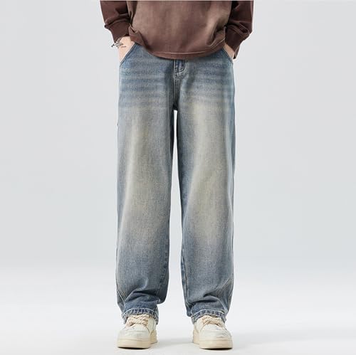 Baggy Jeans Men Elastic Waist Loose Fit Vintage 90s Denim Pants Y2k Hip Hop Straight Leg Skater Jeans Streetwear4