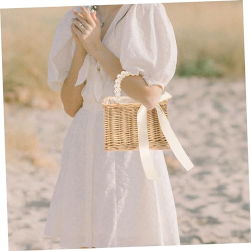 Creative Straw Purse Pearls Handbag Beach Bag Practical Portable Bag for Women3