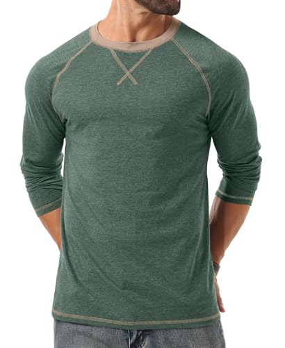 Askdeer Mens Cotton Shirts Long Sleeve Casual T-Shirts Crew Neck Soft Shirt - Image 6