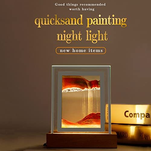 Yinhamnl 3D Quicksand Decor Lamp, Moving Sand Art Color Changing Table Lamp, 360°Rotating Hourglass Lights, Sand Art Liquid Motion Colorful Creative Sea 3D Glass Quicksand Painting Night Light(Orange) #TOP1