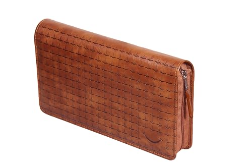 Image of Sukeshcraft Multiple Cheque Book Holder | Original PU Holds Upto 8 Cheque Books, Dual Tone Brown
