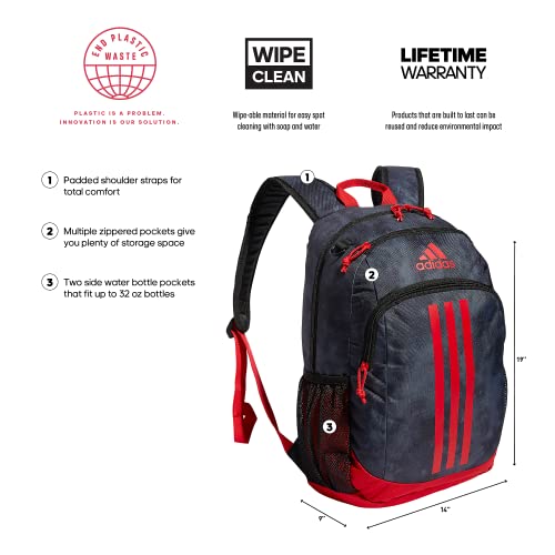 Adidas Creator 2 Backpack, Stone Wash Carbon/Vivid Red, One Size #TOP1