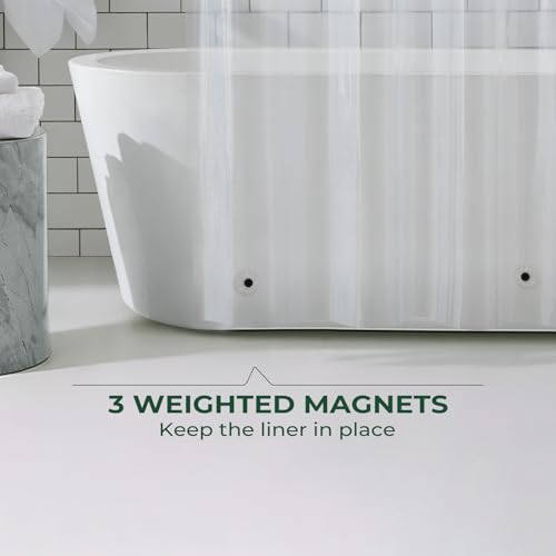 Image of Clear Shower Curtain Liner with Side Suction Cups, Premium PEVA Plastic Shower Liner with 3 Magnets, Waterproof Bathroom Curtain, 72 x 90, Clear