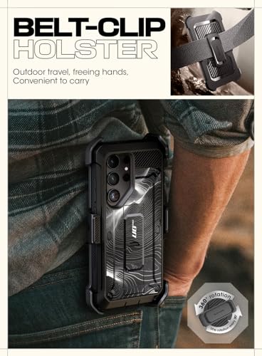 Image of SUPCASE UB Pro Case for Samsung Galaxy S24 Ultra, [2 Front Frame] [Military-Grade Protection] Heavy Duty Rugged Case with Built-in Screen Protector & Kickstand & Belt-Clip (BlackRipple)