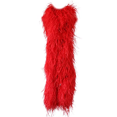 wangruida 2 yardas 20 capas teñidas naturales de plumas de avestruz boa chal de plumas de avestruz para vestido de boda, fiesta, decoración de costura, bufanda Cover
