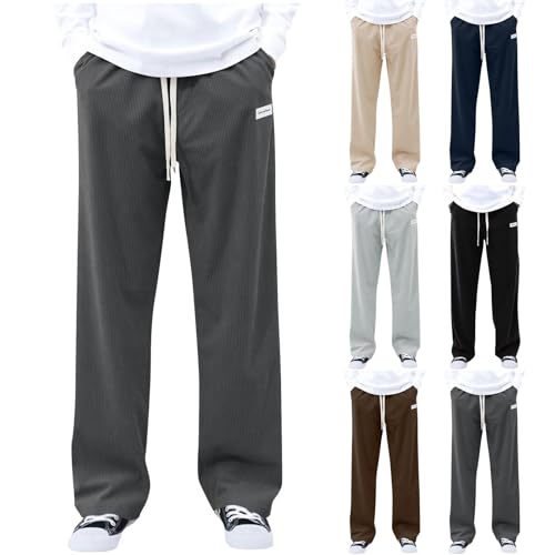 Cambkatl Men's Straight Casual Corduroy Pants, Stretch Elastic Waist Outdoor Hiking Cargo Sweatpants Trousers with Pockets2