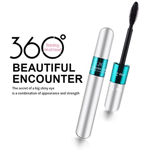 Eforcase 4D Silk Fiber Lash Mascara, Double-Ended Volume Set, Longer And Full, Eyelash Primer & Mascara, Hypoallergenic & Cruelty Free #TOP3