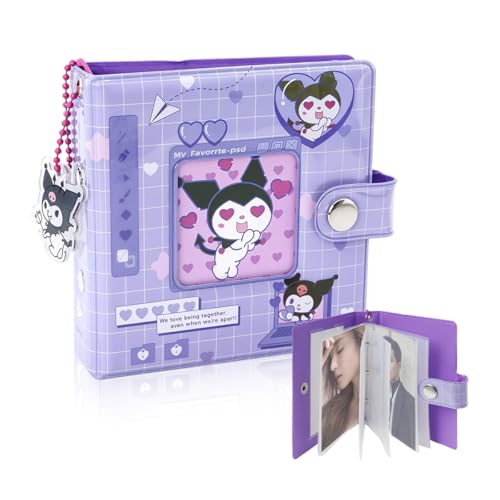Image of HASTHIP Photo Album Hold Up 40 Photos of 3'' Binders Double Side Clear PVC Photo Cards Holder Pocket Kawaii Cartoon Instant Square Films Mini Album for Polaroid Photos, Kpop Star Photocard Binder