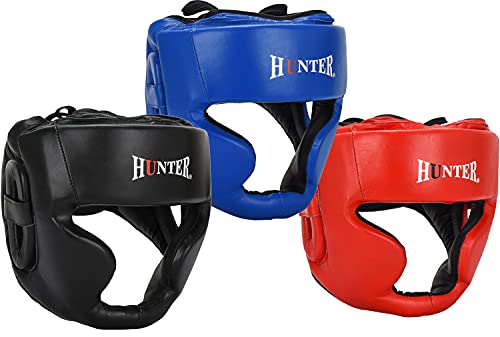 HUNTER Headguard for Professional Boxing, MMA Training Headgear, Kickboxing Head Gear, Headgear for Muay Thai, Grappling, Kickboxing, Karate, Taekwondo, Martial Arts (S/M, Blue)