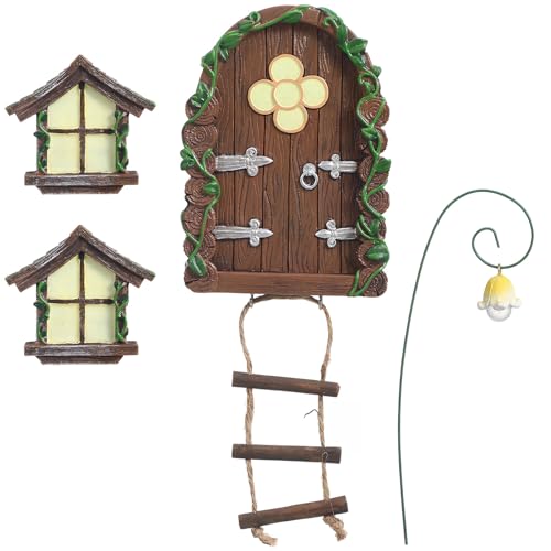 Porte et fenêtres féériques miniatures phosphorescentes avec lampe effet lumière nocturne