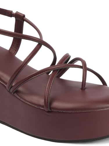 Image of TRYME Women Open Toe Comfort Multi Strap Stylish Daily Wear Wedge Heel Sandals