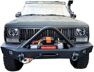 KUAFU Front Bumper Compatible with 1984-2001 Jeep Cherokee XJ Jeep Comanche MJ with Fog Lights&Winch Plate