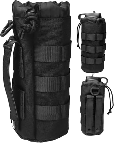 Taktisch Flaschenhalter Molle Flaschenhalter mit Kordelzug Molle Wasserflaschentasche Flaschenhalter Rucksack Tragbarer Wasserbehälter Beutel Tasche für Outdoor-Wandern, Jagd, Camping-Training