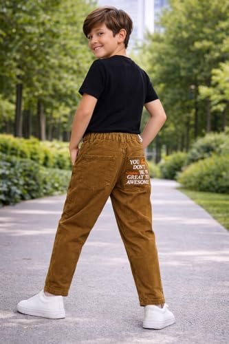 Image of Boys Cargo Pants, Kids Cargo Jeans with Pockets, Adjustable Waist, Stretch Denim Casual Pants for Boys