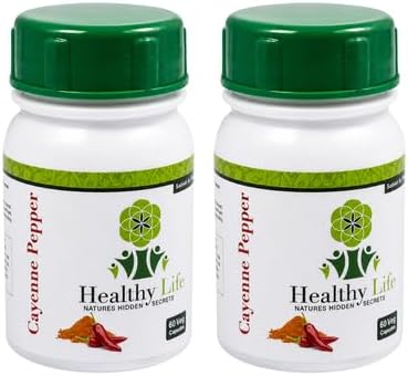 Healthy Life Cayenne Pepper Capsules 500mg - 60 x 2 (2 Months Supply)