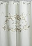  Maison Beige Ivory 2x(145x250cm) Ösen Vorhangset Gardinenschals Gardinen Dekogardinen Frill Rüsche Volant Ornament Landhaus Shabby Chic Vintage Franske Leinenoptik gestreift bedruckt