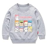 [ZLGreenTech] ちいかわ ハチワレ うさぎ 子供服 春秋 スウェット 長袖 クルーネック 男の子 女の子 綿100% キッズ 薄手 カジュアル 小学生 トップス プレゼント グレー 120CM
