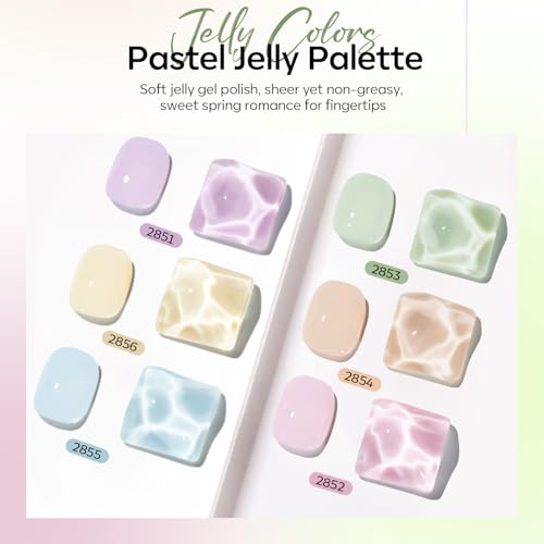 Image of modelones Gel Nail Polish Set Jelly Nude 6Colors Pink Blue Green