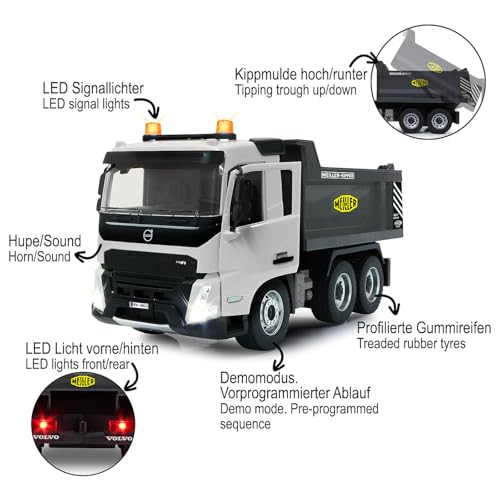 Camion benne Volvo FMX Meiller JAMARA 1:20 2,4 GHz réplique chantier pour enfant - 4