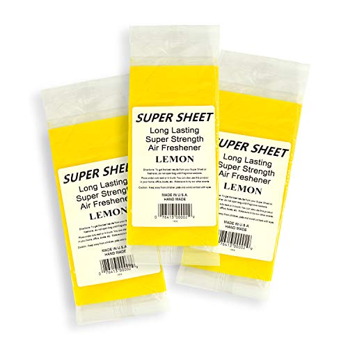 Image of Super Sheet Small (7.5 inchx3.75 inch) Under Seat Car Air Freshener, 3-PACK (Lemon)
