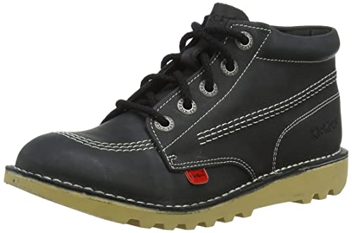 Kickers Boy s Brogue Boots Ankle, Black, 5.5 Big Kid