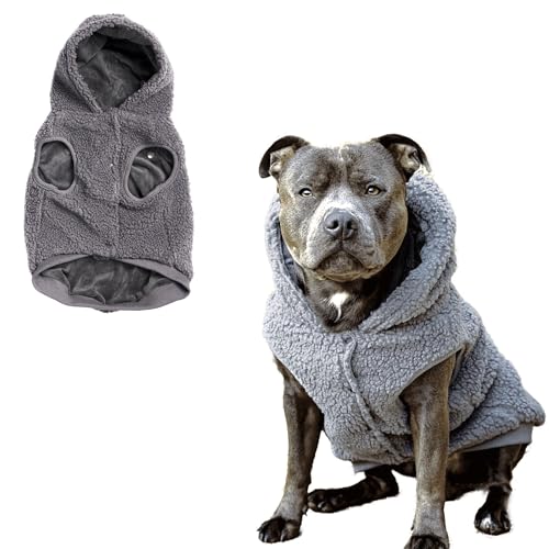 Spark Paws Maglione per cani con orsacchiotto, in sherpa, con cappuccio e fodera in caldo pile, cappotto invernale adatto per razze S, M, L, XL, XXL, grigio, 3XL Spark Paws Maglione per cani con orsacchiotto, in sherpa, con cappuccio e fodera in caldo pile, cappotto invernale adatto per razze S, M, L, XL, XXL, grigio, 3XL