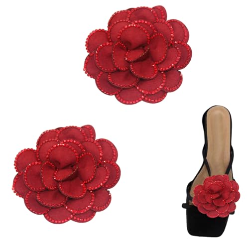 Clip per scarpe con fiori per tacchi 3D strass fiore accessori per scarpe rimovibili ciondoli per scarpe per donne festa di nozze 2 pezzi, Lega di acciaio, Nessuna pietra preziosa