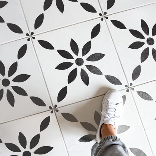 Velluppa 4PCS 12x12 Large Floor Stencils for Painting Floors Wall Stencils for Painting on Walls Large Tile Stencils for Concrete Patio (F1)