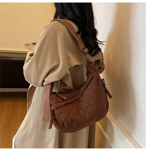 Image of Crescent Shoulder Bag Nylon Crossbody Bag for Women Nylon Hobo Bags Slouchy Sling Purse Dumpling Bags