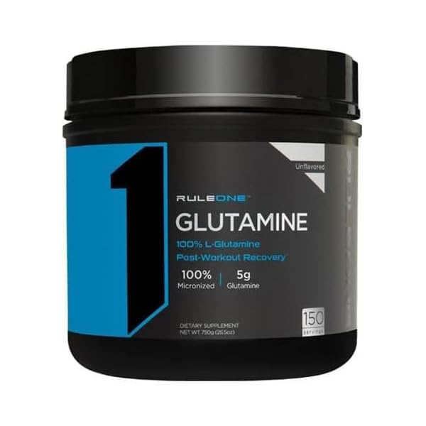 Rule1 1 Glutamine Powder Unflavored| 5g L-Glutamine| Post-Workout Rebuild and Recovery| 130 Servings 1.52 Lbs (689 grams)