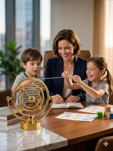 Image of Kinetic Orbital Perpetual Motion Newton Pendulum Physical Science Desk Toy Art for Office Home Decoration Multicolor