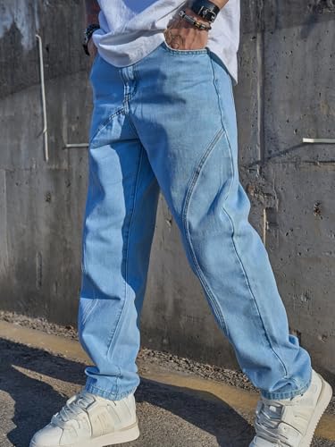 Image of URBAN POCKETS Streetwear Jeans for Men | Stylish Denim Jeans | Relaxed Wide Leg | Baggy Fit | Unique Stitch (U-25-U28)