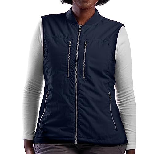 SCOTTeVEST 101 Vest for Women - 9 Hidden Pockets - Water Repellent for Travel & More, Navy, M