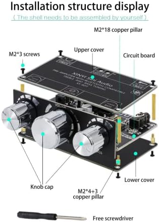 DollaTek bluetooth 5.1 Audio Receiver Decoder Dual Channel Stereo Tone Board Volume Controller Treble Bass Tonal Preamp Amp for Amplifier