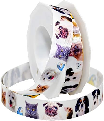 Morex Ribbon Precious Pets - All Animals, Satin, 7/8 inch by 20 Yards, White image 2