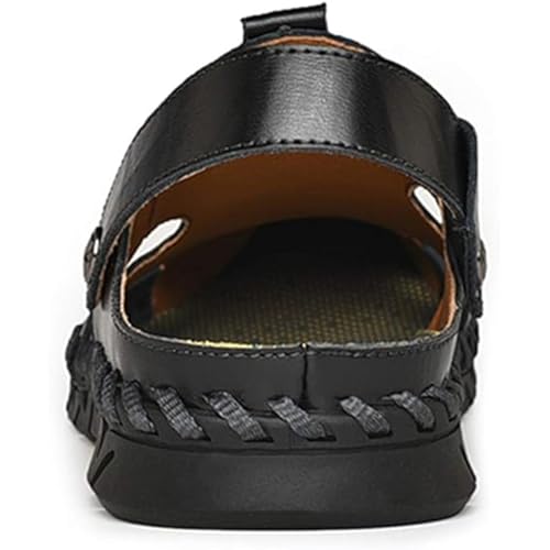 Men's Casual Closed-Toe Adjustable Leather Handmade Beach Sandals4