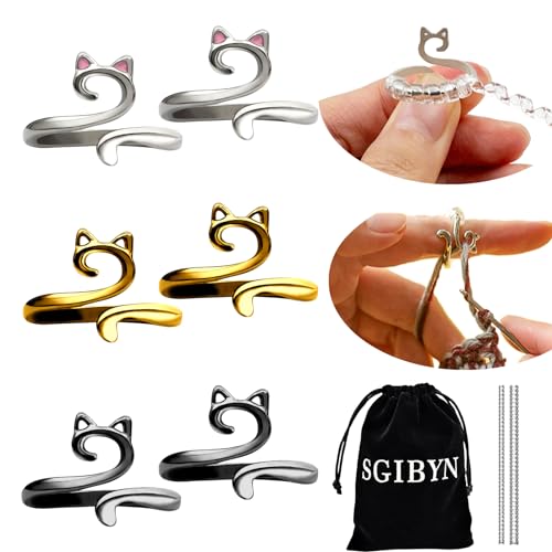 SGIBYN 6 Pack Adjustable Crochet Tension Ring for Crocheting, Cat Crochet Yarn Guide Control Rings for Tension, Yarnmate Crochet Knitting Loop Ring