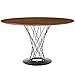 Modway Cyclone 47" Mid-Century Modern Round Steel Pedestal Kitchen and Dining Table in Walnut