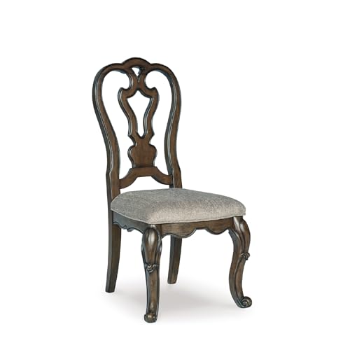 Signature Design by Ashley Maylee Classic Upholstered Armless Dining Chair, Set of 2, Dark Brown