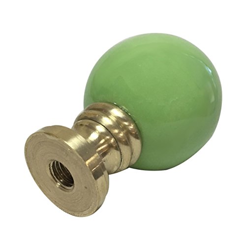 Image of Royal Designs Ceramic Sphere 1.75 inch Lamp Finial for Lamp Shade, Lime Green, Polished Brass Base