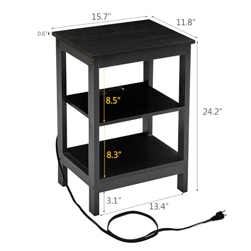 Image of VECELO Modern Nightstands X-Design Side End Table Night Stand with Storage Shelf for Bedroom, Living Room, Engineered Wood