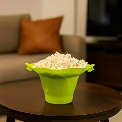 Pipoqueira de Silicone para Micro-ondas Dobrável Premium Preparo Sem Óleo Saudável e Rápida Resistente ao Calor Prática e Compacta 1,9L (Verde)