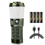 Sofirn LT1 Wiederaufladbare Led Laterne 800 Lumen, Grün Camping Licht mit 18650 button Akku 2700K bis 5000K 90 CRI Camping Laterne Type C Aufladbar und Entladen für Party, Wandern, Angeln