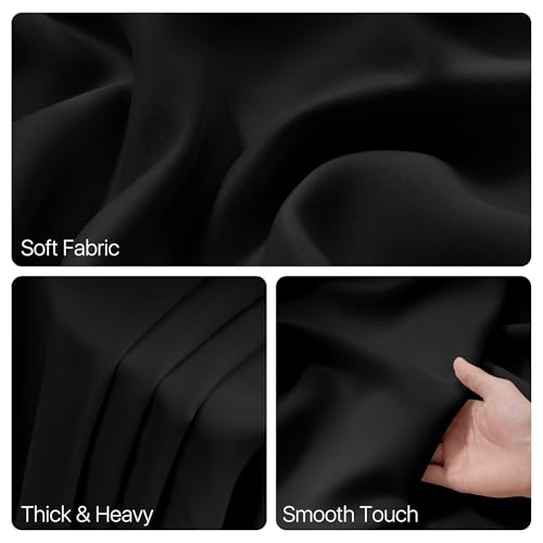 Image of RYB HOME Room Divider Curtains with Straight Ceiling Track, Heavy Duty Blackout Privacy Sliding Partition Panel for Bedroom /Living Room /Sun Room /Sliding Glass Door, W100xL95, Black, 1 Panel