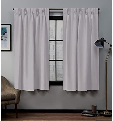 Magic Drapes Pinch Pleat Drapes Blackout Curtains for Bedroom Living Room Thermal Insulated Room Darkening Patio Door Window Curtain with Tiebacks & Hooks W(21"+21") L63 (2 Panels Combined, Silver)