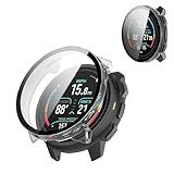 YAJOJO Custodia per SUUNTO Nautic S, custodia protettiva rigida in policarbonato con pellicola protettiva in vetro temperato 9H, guscio antiurto antigraffio per smartwatch Suunto Nautic S, trasparente