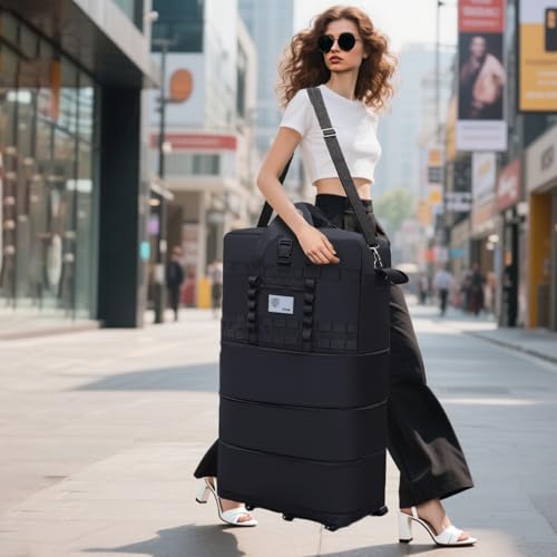 Foldable suitcase, luggage bag with swivel wheels, large-capacity expandable travel suitcase, waterproof foldable luggage for both men and women (black)3