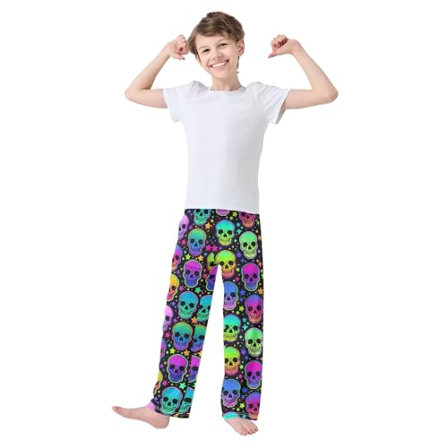 ZZXXB Galaxy Skull Star Boys Long Pants Soft Trousers Elastic Waist Kids Lounge Bottoms with Pockets S-XL2
